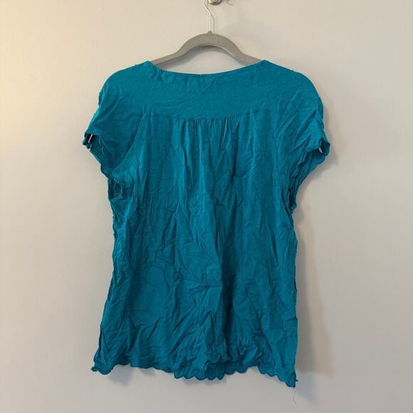 Anthropologie Maeve Turquoise Scalloped Edge Top Blouse Size 12 - Picture 5 of 5
